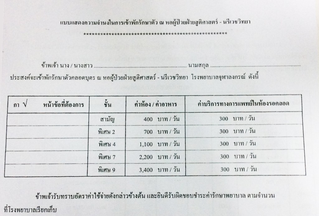 ค่าคลอด รพ จุฬา